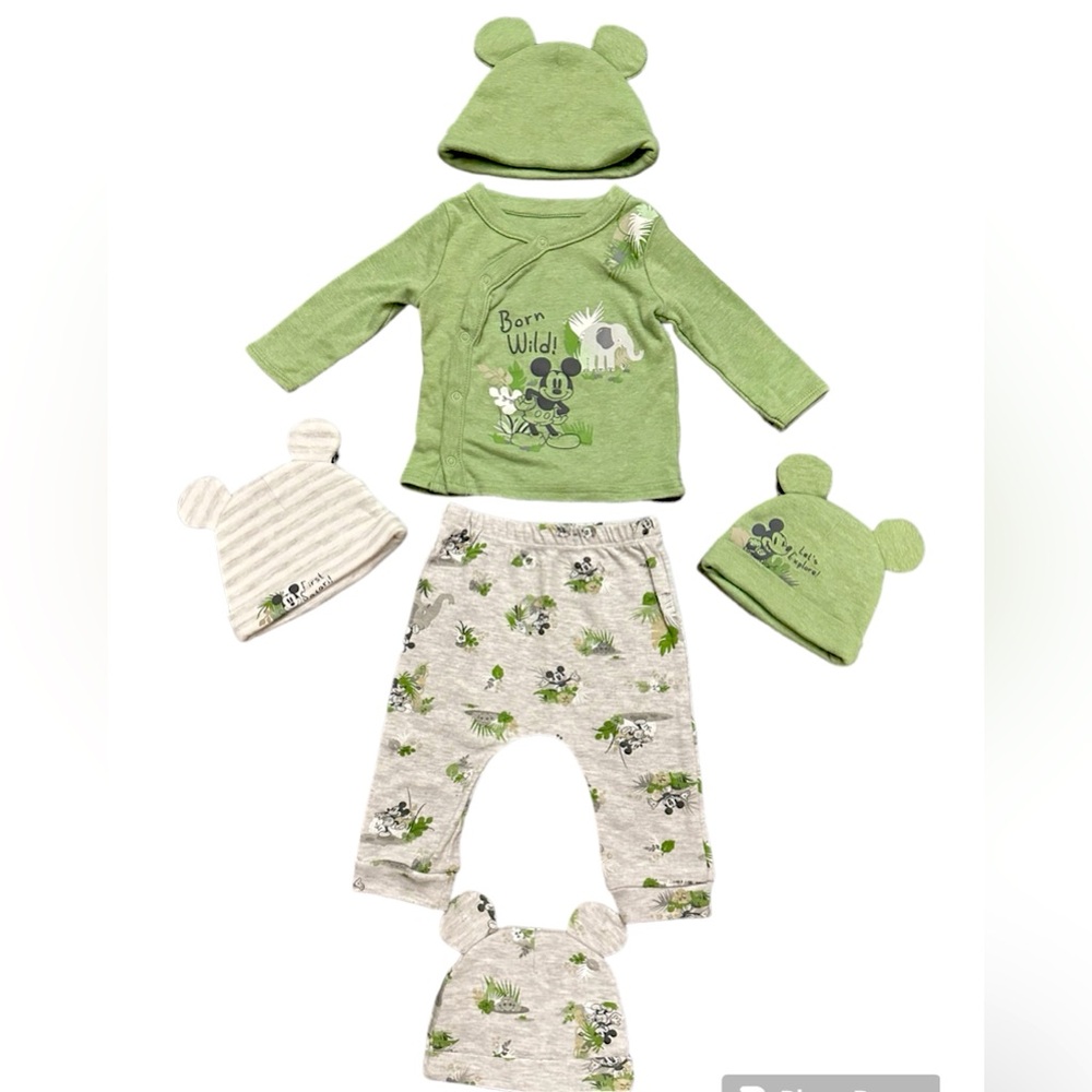 Disney Baby Wishes & Dreams Green Outfit: 6-piece Set (3-6 Months and New Born)